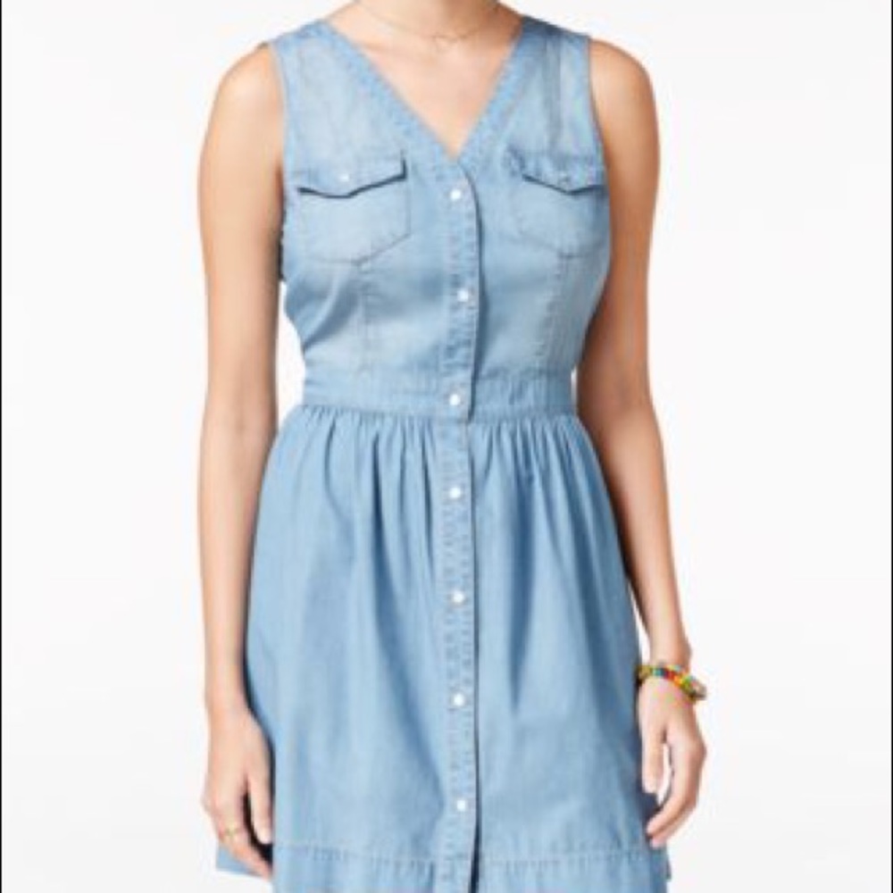 American Rag Snap Front Dress Retro Denim Wild West Country Ranch